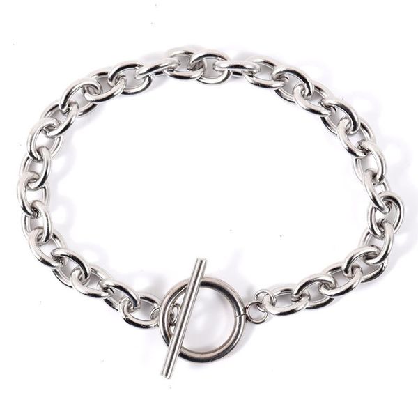 

fashion chain bracelet strand women toggle clasp stainless steel for jewelry, Black