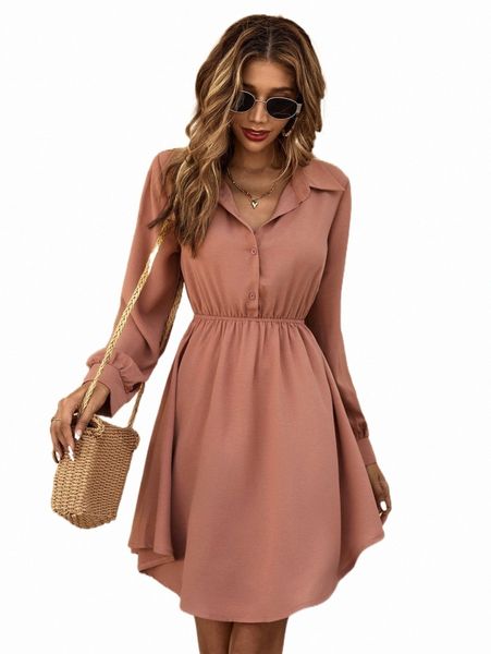 

solid button front shirt dress i0gf#, Black;gray