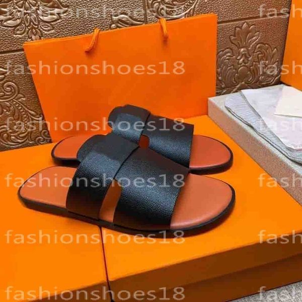 

2023 european station slippers men's summer flip flops trend net outdoor luxury beach fashion sandals leather slippers-men, Black