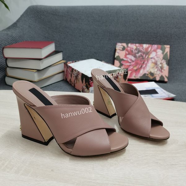 

2022 fashion women dress shoes high heels strap luxury designer womens metal buckle block heel lady size34-43, Black