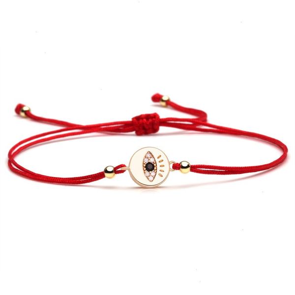 

sparkling cubic zirconia strands copper evil eye lash charm bracelet women girl elegant cute round brass cz red string lovely, Black