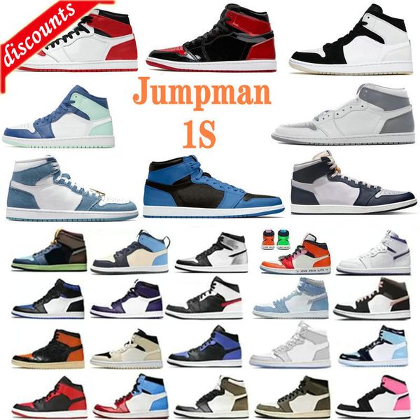 

jumpman 1s basketball shoes 1 university blue denim hoyal royal stealth patent bred heritage georgetown dark mocha rebellionaire, Black