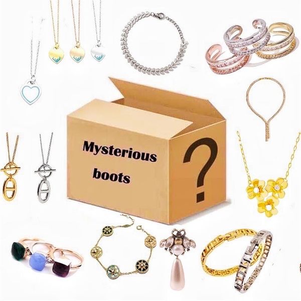 

luxury gifts for woman man jewelry christmas blind box lucky mystery box one random necklace bracelet earrings rings and more2232, Golden;silver