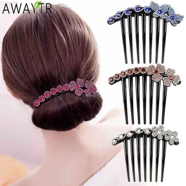 

flower butterfly hair combs hairpin for women hairclip barrettes vintage crystal bridal wedding hair accessories, Golden;silver