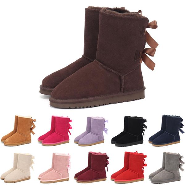 

australian classic kids boots snow boots for children girl boy ankle bailey bow fashion winter booties 22-35206x, Black