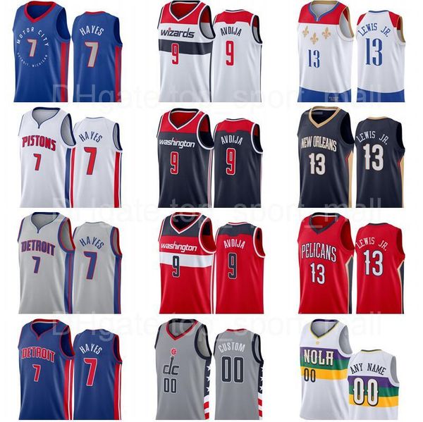 

2021 draft pick 7 killian hayes jersey 9 deni avdija 13 kira lewis jr new city classic basketball edition men white red blue custom name, Black