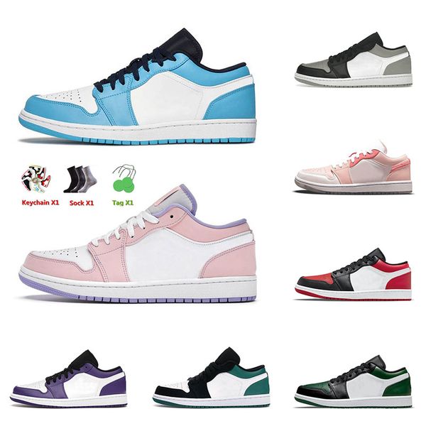 

2022 new arrival mens basketball jumpman shoes 1 1s low unc arctic punch mighty shadow toe washed denim men women trainers sneakers 36-46
