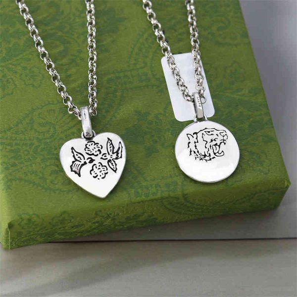 

70% off factory online direct sales qichao classic bing for love fearless love couple pendant round tiger head pendant, Silver