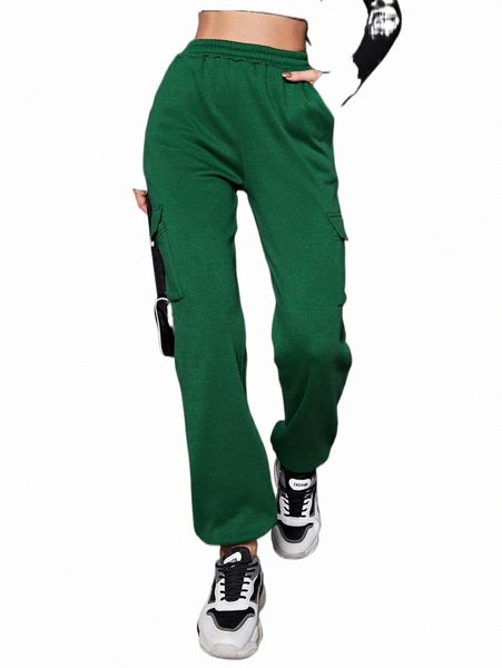 

elastic waist flap pocket sweatpants 88g2#, Black;white