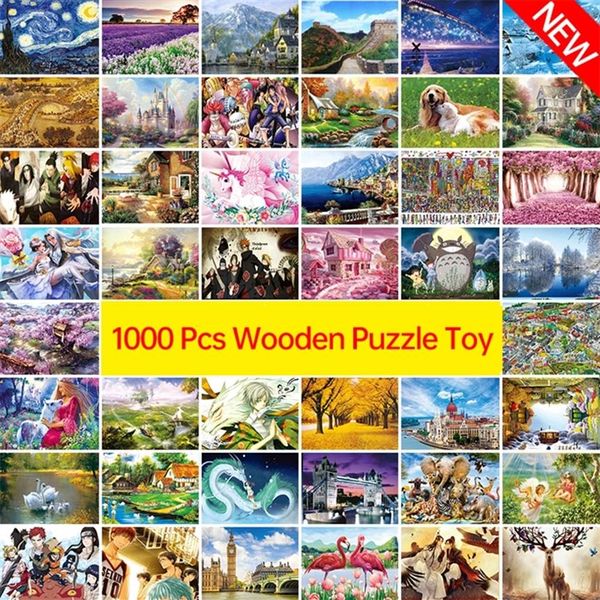 

new 1000 pcs puzzle kids jigsaw landscape puzzles educational toys for children animation pairing puzzles gift d208 y20042272b