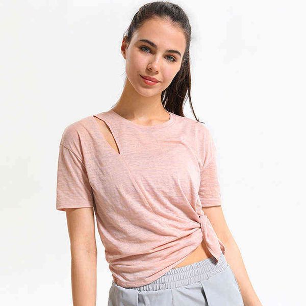 

women's yoga clothes t-shirt fitness sports breathable quick drying summer hollowed out flowers short sleeve top