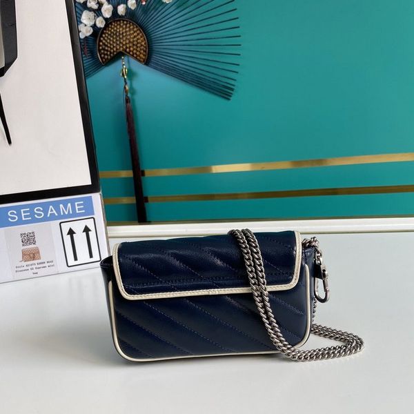 

7a designer marmont bag with box super mini shoulder tote luxury womens blue 574969 chain crossbody fashion totes cross body hobo clutch bag