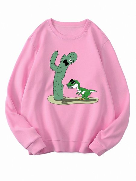 

cartoon graphic thermal lined sweatshirt n2zg#, Black