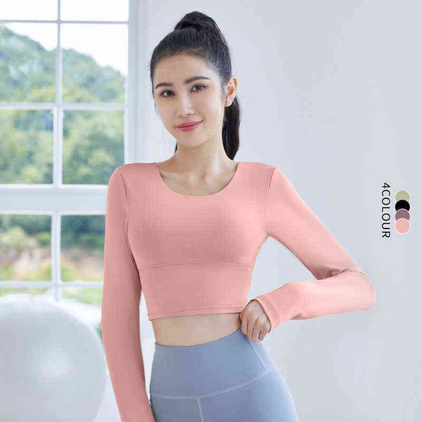 

nude bra yoga long sleeve back beauty sports fitness high waist suit female