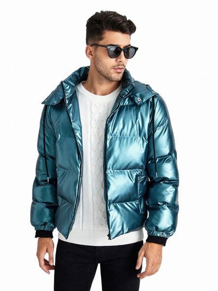 

x afraeli men zipper front drawstring hooded puffer coat 62jq#, Black