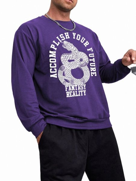 

men snake & letter graphic sweatshirt a7zr#, Black