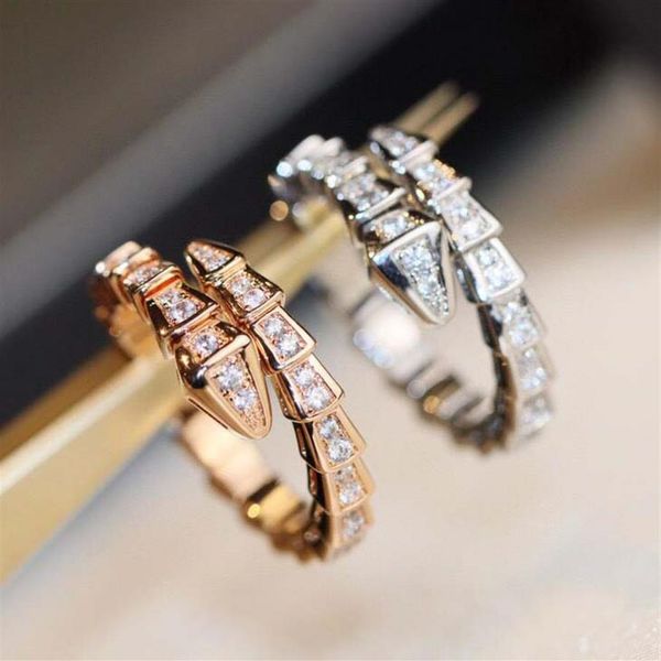 

luxurious quality v gold material no change color punk ring snake shape with all diamond for women wedding jewelry gift ps88212861, Silver
