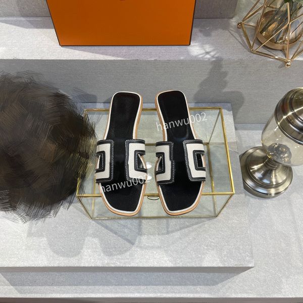 

2022 slipper woman summer sandals beach slides women slippers ladies flip flops wedding dress shoe leather stylish size34-42, Black