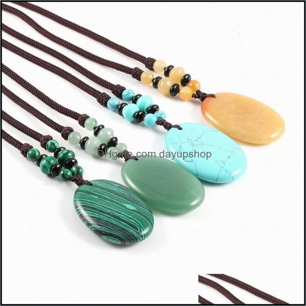 

pendant necklaces design bohemian jewelry natural stone matching oval shape for women drop delivery 2021 pendants dayupshop dhzjk, Silver