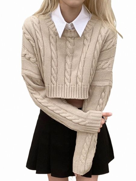 

dazy drop shoulder cable knit sweater without blouse d0mr#, White;black