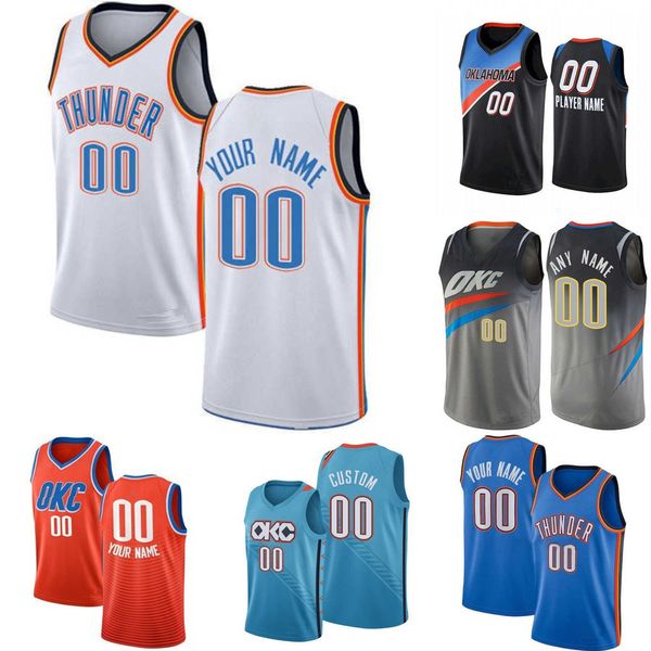 

75th custom oklahoma''city thunder''21 aaron wiggins 34 kenrich williams 27 vit krejci 50 jeremiah robinson-earl basketb, Black;red