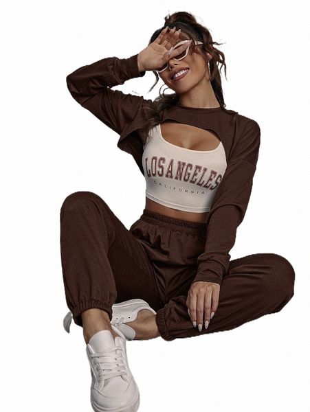 

super crop pullover & letter graphic tank f11w#, White