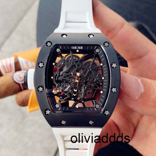 

men's watch ceramic and steel case automatic movement butterfly buckle rubber strap optional color ricro 2ke8, Slivery;brown
