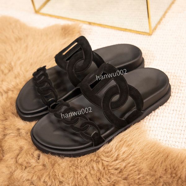 

2022 slippers mens womens slider slides sandals rubber and fur designer flat sole slipper embossing logo sliders, Black