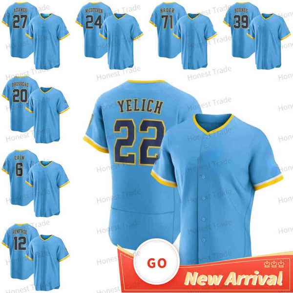 

custom connect powder blue willy adames mens baseball jersey christian yelich paul molitor josh hader corbin burnes rowdy tellez men women j, Black