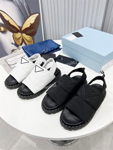 

2022 women calfskin leather sandals platform sandal summer beach shoes diamond buckle ankle strap flats chunky wedge sports shoe size35-41 y, Black
