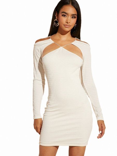 

bae solid cut out bodycon dress j50z#, Black;gray