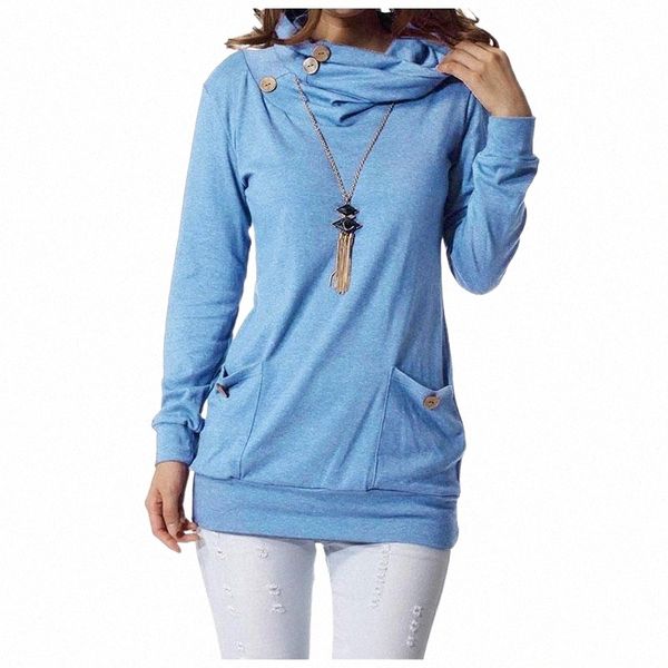 

women's hoodies & sweatshirts solid color long sleeve pile collar pocket button sweatshirt fashion female casual coat streetwear pullo, Black
