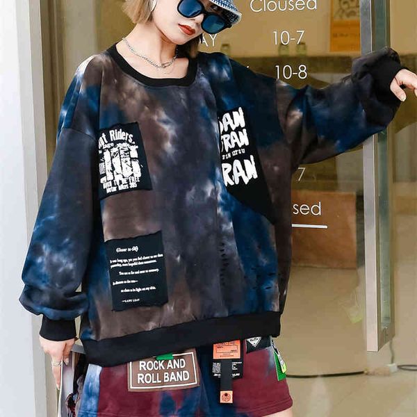 

two pieces set tie dye clothes kit women street wear autumn short, Black