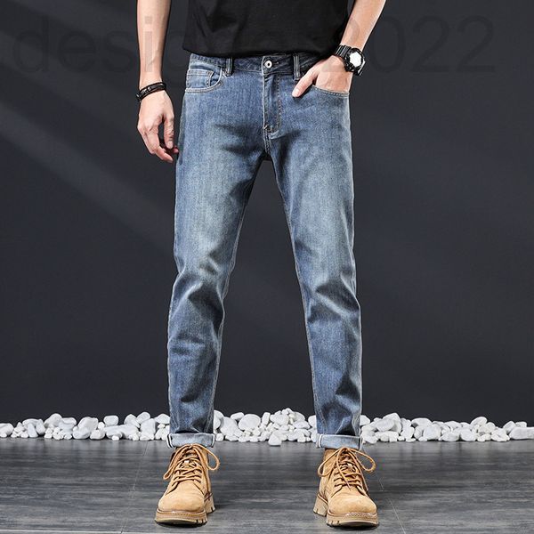 

men's jeans designer blue jeans men's spring fashion brand simple trend versatile elastic loose straight pants 8wt7