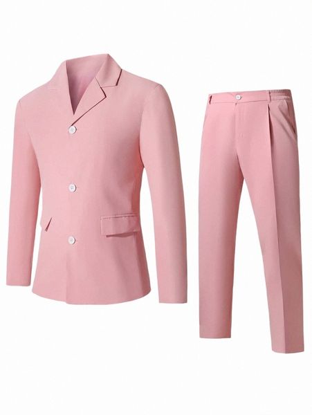 

men lapel neck flap detail blazer & pants s0ga#, White;black