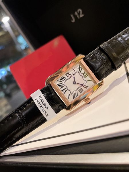 

luxury watch carti woman watches new tank series fashion casual rose gold 27mm 24mm real leather quartz montres ultra thin lady wristwatches, Slivery;golden