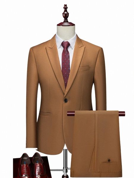 

men 1pc single button blazer & 1pc tailored pants r0an#, White;black