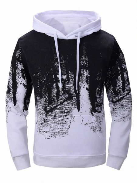 

men splash ink drawstring hoodie r3qt#, Black