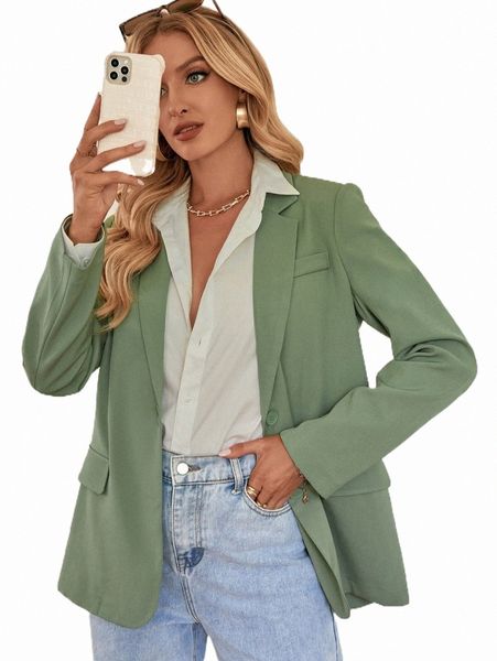 

solid single breasted blazer 58pn#, White
