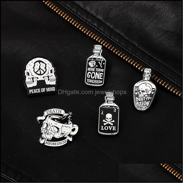 

pins brooches european punk series skeleton letters bottle shaped alloy enamel skl words clothes badges jacket swe jewelshops dhkri, Gray
