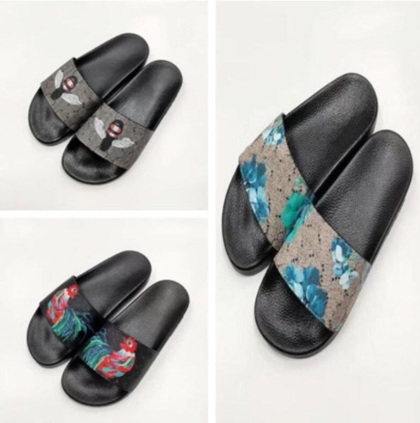 

mens womens slippers ggity rubber hollow sandals flower bee tiger beach slide fashion scuffs t indoor shoes slipper sandal size 35-46 with b, Black