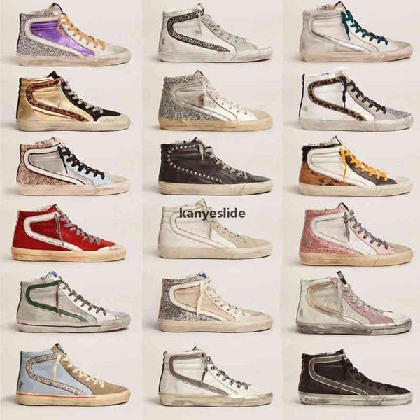 

2022 designer shoes sandal new retro release fashion women high shoes mid slide super ball star golden/goose/sneaker luxury sequin classic k, Black