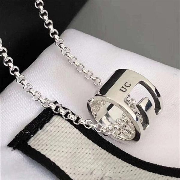 

luxury designer necklace 925 silver hollow pendant double circle fashion necklaces men's and women's accessories lovers 257f