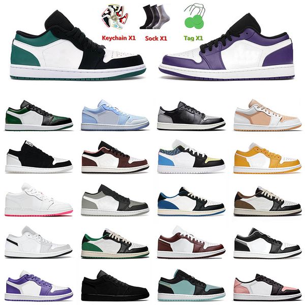 

2022 fashion 1 1s low mens basketball shoes court purple arctic punch diamond grey fog pollen mocha shadow toe jorden men women trainers sne