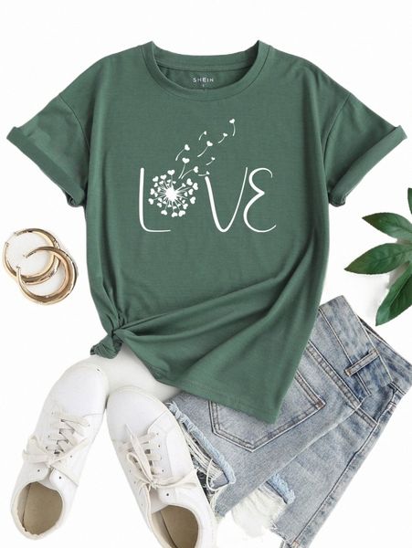 

dandelion & letter graphic tee i4uh#, White