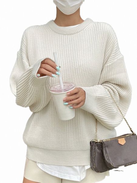

dazy drop shoulder ribbed knit sweater without tee 68vo#, White;black