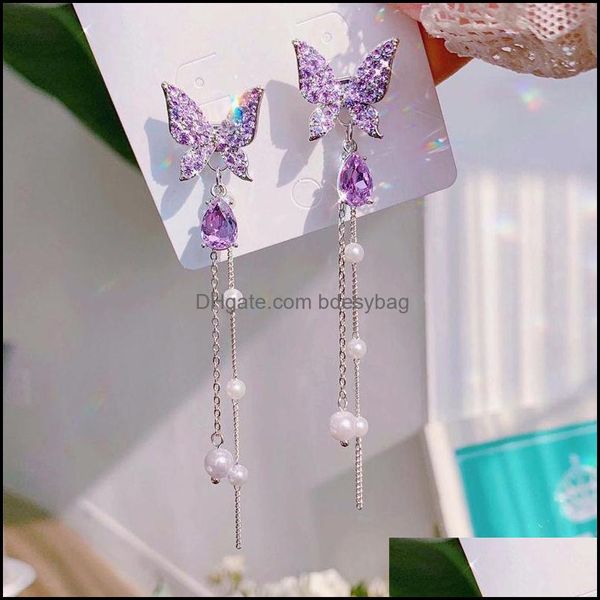 

dangle chandelier fashion butterfly tassel drop earrings for women vintage jewelry modern party wedding bridal accessories bdesybag dhire, Silver