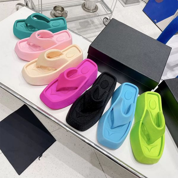 

alexander taji platform slide beach sandals men women designer slippers black pink blue summer slides square toe mens shoes us 3-10