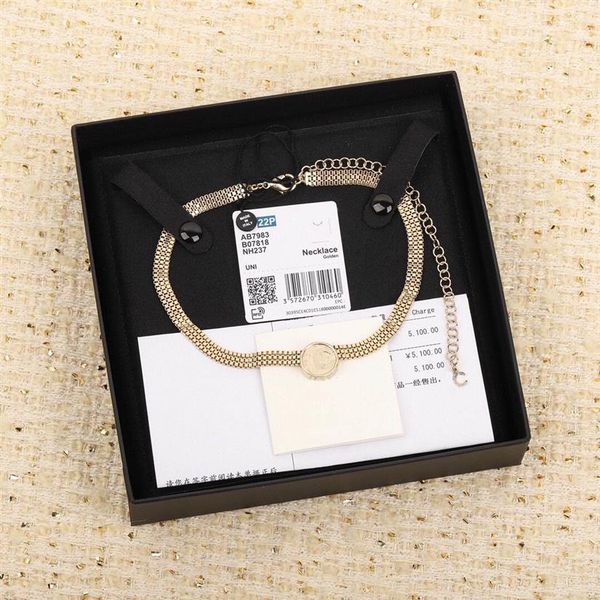 

2022 charm pendant necklace with three layers chain design in 18k gold plated for women wedding jewlery gift have box 271g, Golden