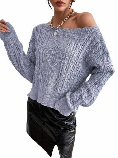 

cable knit drop shoulder sweater 52ks#, White;black